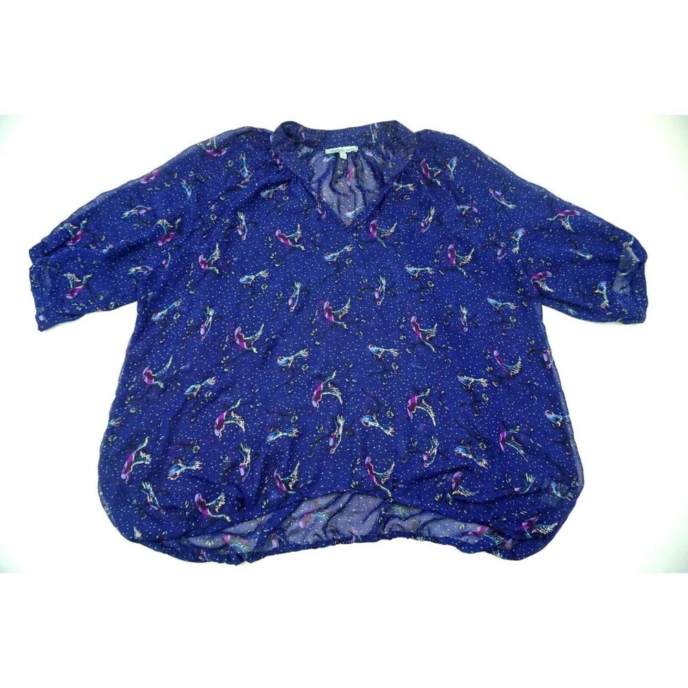 Charlotte Russe Short Sleeve Blouse Navy Blue With Design Size XS EUC